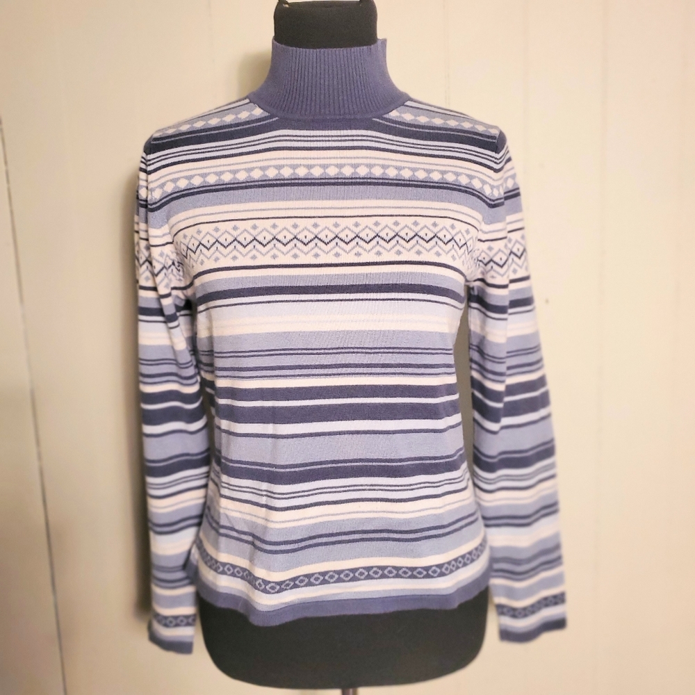 Vintage Izod Striped Turtleneck Sweater M